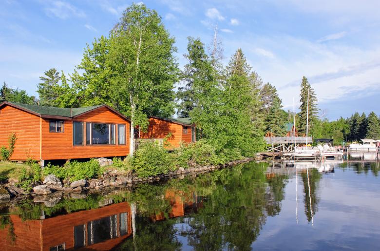 Exterior of lakeside cabins, Breakers and Sea Spray.