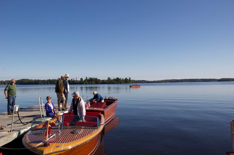 Classic wooden boats, hosted at Pehrson Lodge, prepare for the Classic and Antique boat show on Labor Day Weekend.