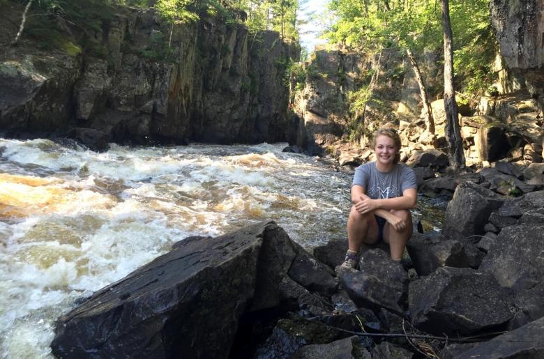 Signe sits back to enjoy the Vermilion Gorge