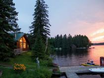 Exterior of Rippleside at sunset.