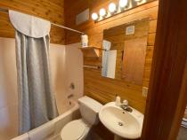 Master bathroom with a standard tub/shower.