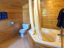 Loft bathroom with an oversized whirlpool tub/shower.