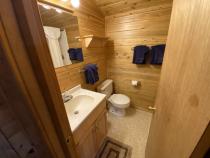 Bathroom with a shower stall.