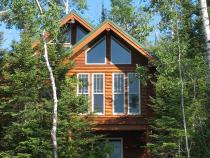 Mackinaw cabin, viewed from lake side.